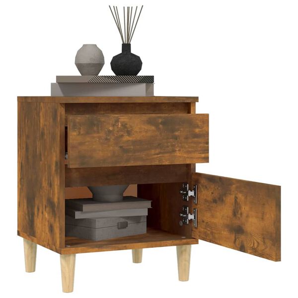 vidaXL Bedside Cabinet Smoked Oak 40x35x50 cm