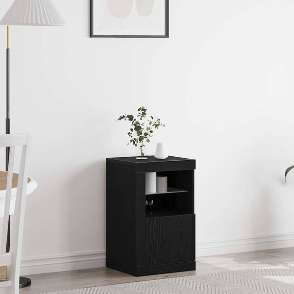 vidaXL LED Sideboard Black Oak 41 x 37 x 67 cm Engineered Wood
