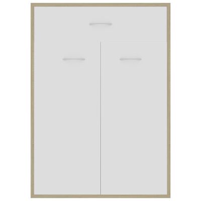 vidaXL Shoe Cabinet White and Sonoma Oak 60x35x84 cm Engineered Wood