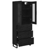vidaXL Highboard with Drawer 2 pcs Black Oak Engineered Wood and Glass