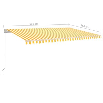 vidaXL Automatic Awning with LED&Wind Sensor 5x3.5 m Yellow&White