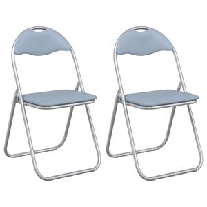 vidaXL Folding Chair 2 pcs Faux Leather Grey 48 x 43.5 x 81 cm