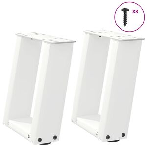 vidaXL Coffee Table Legs U-Shaped 2 pcs White 30x(30-31) cm Steel