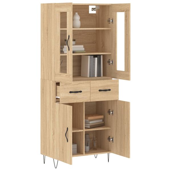vidaXL Highboard Sonoma Oak 69.5x34x180 cm Engineered Wood