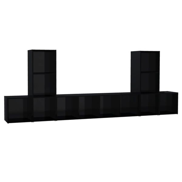 vidaXL 5 Piece TV Cabinet Set High Gloss Black Engineered Wood