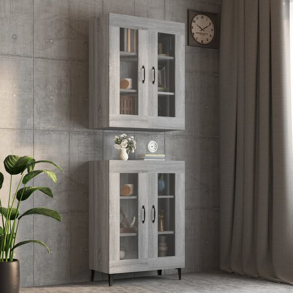vidaXL Hanging Wall Cabinet Grey Sonoma 69.5x34x90 cm