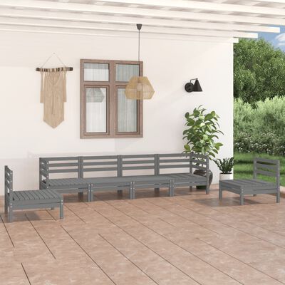 vidaXL 6 Piece Garden Lounge Set Grey Solid Pinewood
