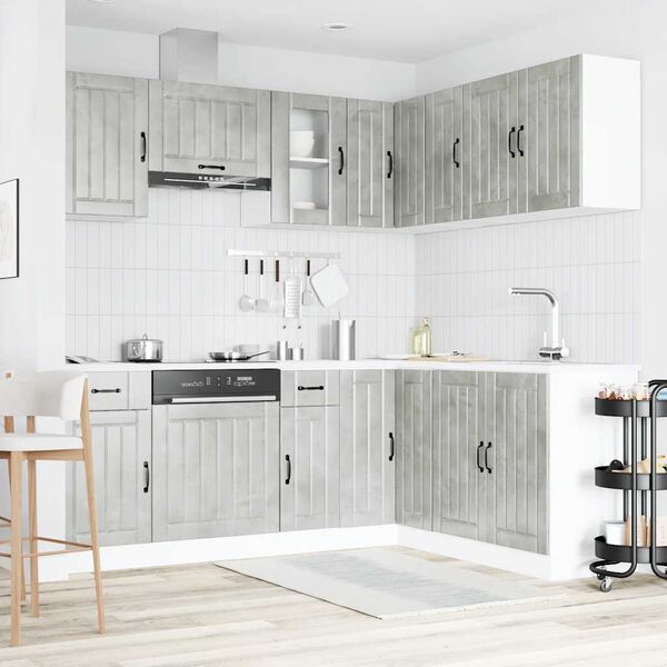 vidaXL 11 Piece Kitchen Cabinet Set Kalmar Concrete Grey Engineered Wood