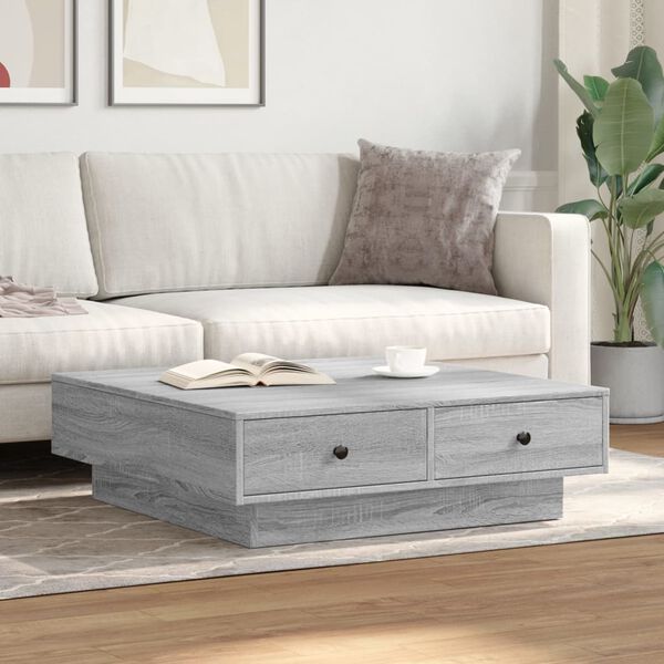 vidaXL Coffee Table Grey Sonoma 90x90x28 cm Engineered Wood