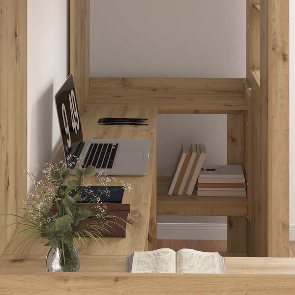 vidaXL Loft Bed Frame with Desk with Storage Artisan Oak 75 x 190 cm