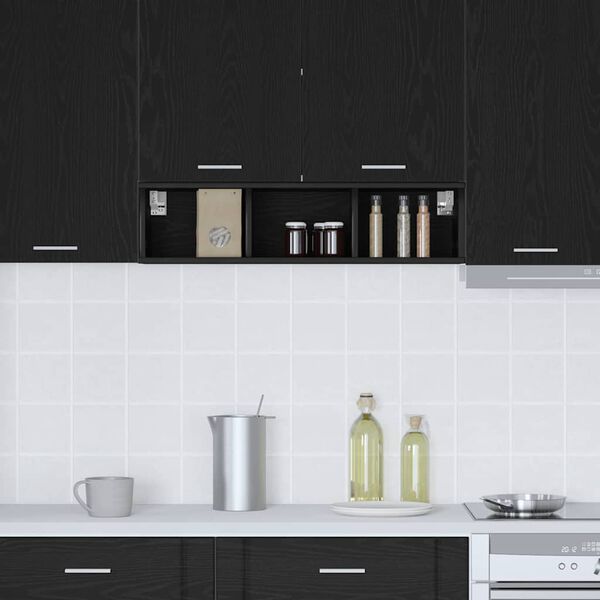 vidaXL Hanging Cabinet Black Oak 20 x 29.5 x 80 cm Engineered Wood