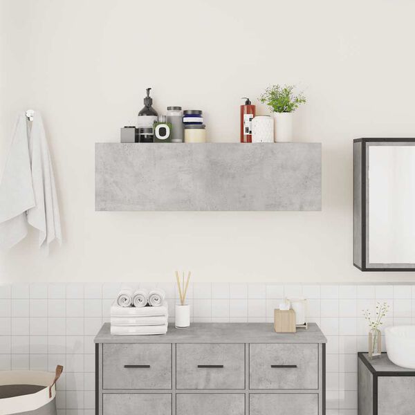 vidaXL Bathroom Wall Cabinet Concrete Grey 100x25x30 cm Engineered Wood