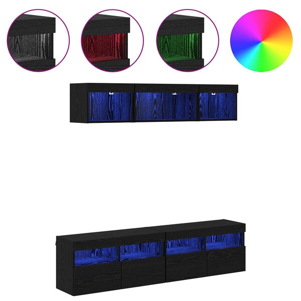 vidaXL TV Wall Units with LED with LED 5 pcs Black Oak 80 x 30 x 40 cm