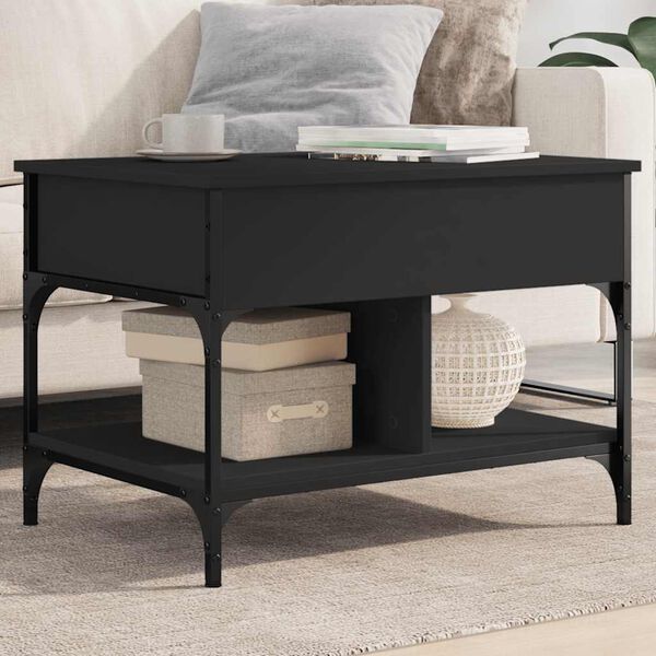 vidaXL Coffee Table Black 70x50x50 cm Engineered Wood and Metal