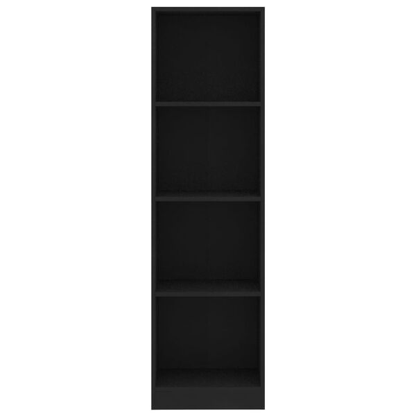 vidaXL 4-Tier Book Cabinet Black 40x24x142 cm Engineered Wood