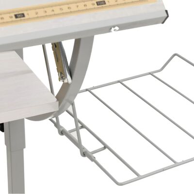 vidaXL Craft Desk White&Grey 110x53x(58-87) cm Engineered Wood&Steel