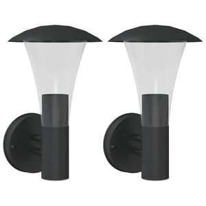 vidaXL Outdoor Wall Lights 2pcs Black Stainless Steel