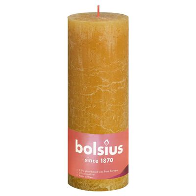 Bolsius Rustic Pillar Candles Shine 4 pcs 190x68 mm Honeycomb Yellow