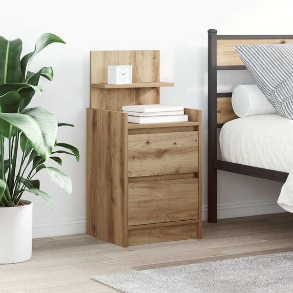vidaXL Bedside Cabinets with 2 Drawers 2 pcs Artisan Oak 38x34x80 cm