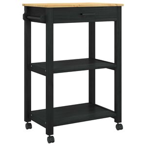 vidaXL Kitchen Trolley MONZA Black 60 x 40 x 88.5 cm Solid Pine Wood