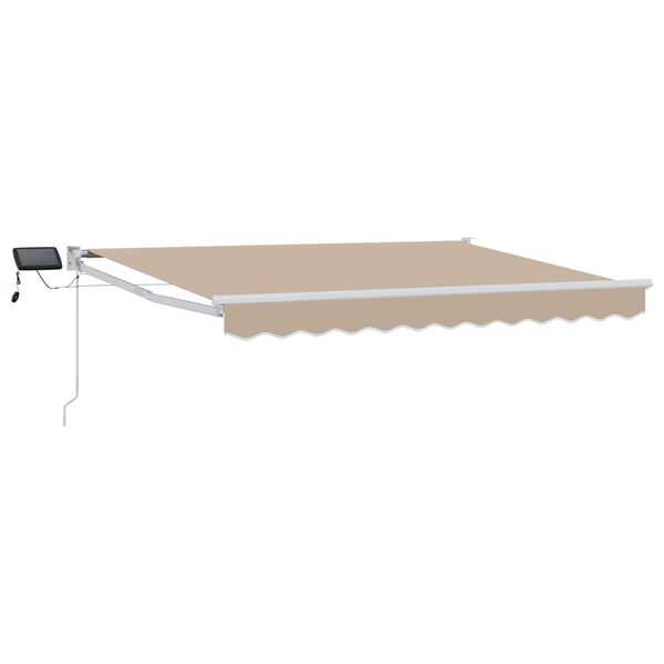 vidaXL Manual Retractable Awning with LEDs Beige 3.5 x 2.5 m