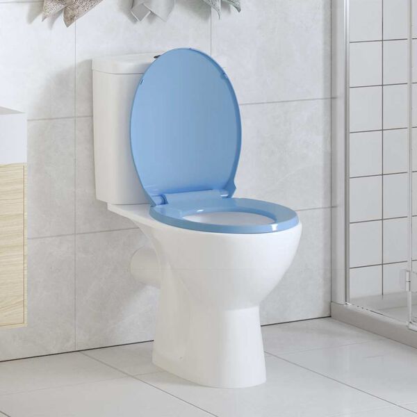 vidaXL Soft-Close Toilet Seat Quick Release Blue Oval