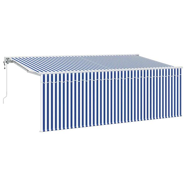 vidaXL Retractable Awning Retractable Blue and White 400 x 200 cm