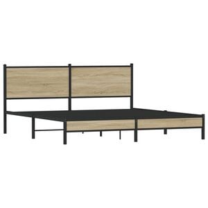 vidaXL Metal Bed Frame without Mattress Sonoma Oak 180x200 cm Super King