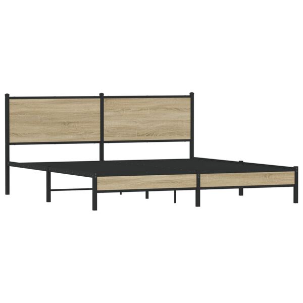 vidaXL Metal Bed Frame without Mattress Sonoma Oak 180x200 cm Super King