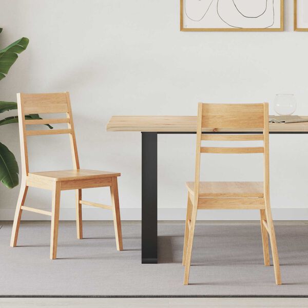 vidaXL Dining Chairs 2 pcs Natural 43 x 54 x 89 cm Solid Rubber Wood