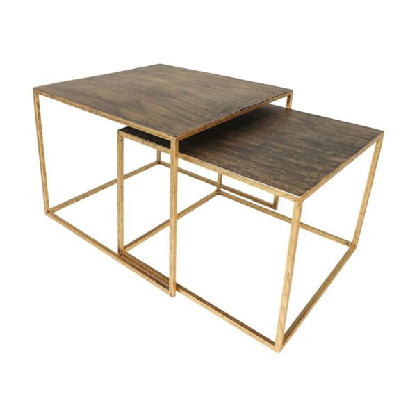 HSM Collection 2 Piece Coffee Table Set Square Gold