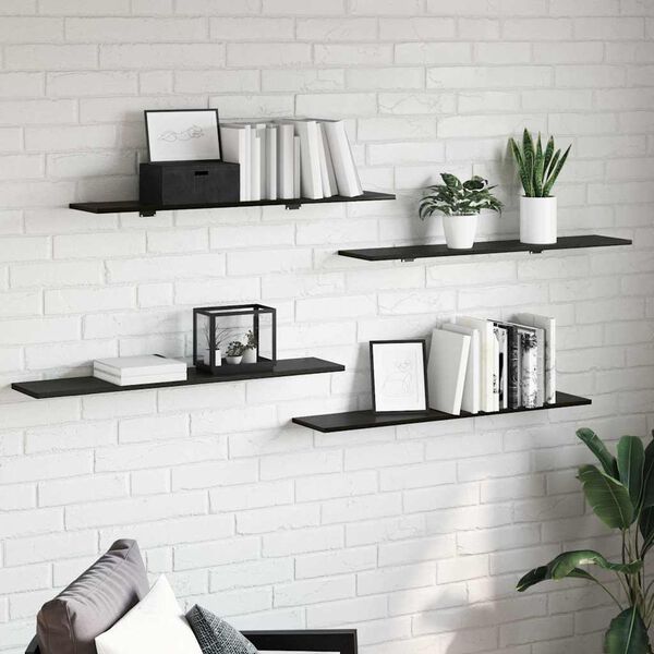 vidaXL Bookshelf Board 4 pcs Black 100 x 20 x 1.5 cm Engineered Wood