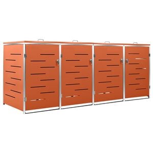 vidaXL Quadruple Wheelie Bin Shed 276.5x77.5x115 cm Stainless Steel