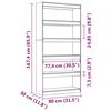 vidaXL Book Cabinet/Room Divider Grey 80x30x167.4 cm Solid Wood Pine
