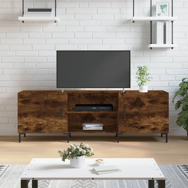 vidaXL TV Cabinet Smoked Oak 150x30x50 cm Engineered Wood