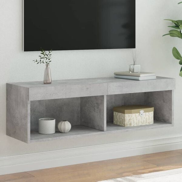 vidaXL TV Cabinet with LED Lights Concrete Grey 100x30x30 cm