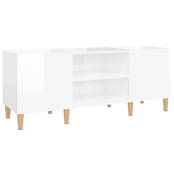 vidaXL Record Cabinet High Gloss White 121x38x48 cm Engineered Wood