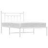 vidaXL Metal Bed Frame without Mattress with Headboard White 107x203cm