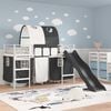 vidaXL Kids'Loft Bed Frame with Curtains, Arch, Slide White and Black