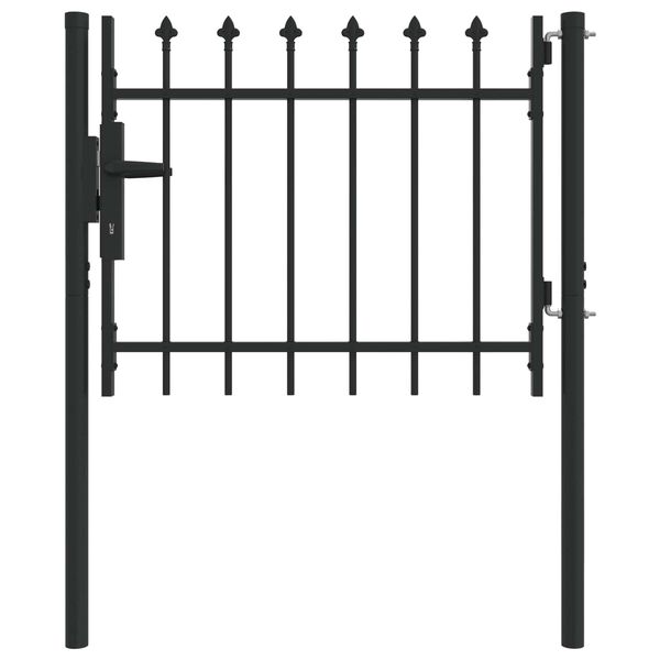 vidaXL Fence Gate with Lock Grey 103 x 124.5 cm Powder-Coated Steel