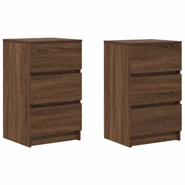 vidaXL Bedside Cabinets with 3 Drawers 2 pcs Brown Oak 39x35x65 cm