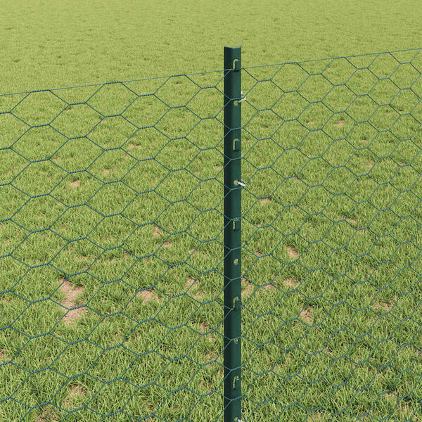 vidaXL Fence with Post Green 1 x 100 m Steel and PVC