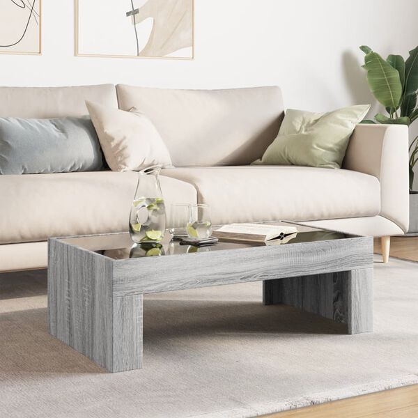 vidaXL Coffee Table with Infinity LED Grey Sonoma 90x50x30 cm