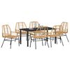 vidaXL Garden Dining Set 7 pcs Brown Poly Rattan