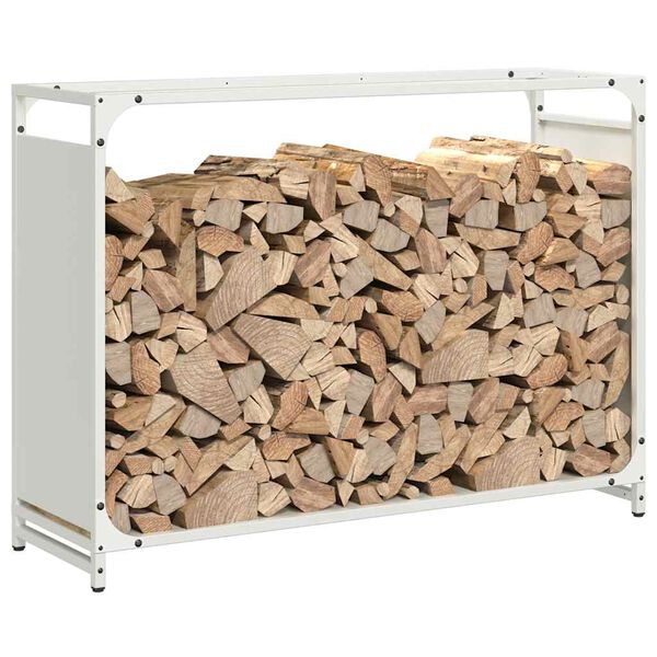 vidaXL Firewood Rack White 90x28x65 cm Cold-rolled steel
