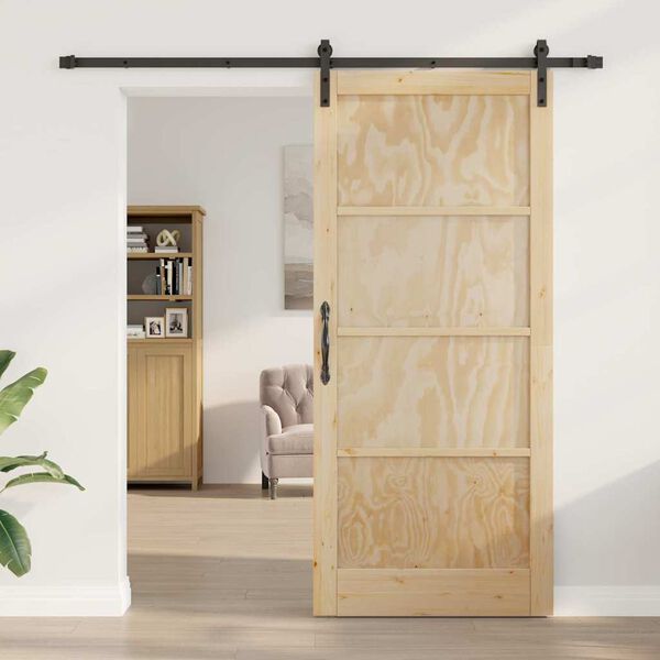 vidaXL Sliding Door Brown 93 x 211 cm Solid Pine Wood