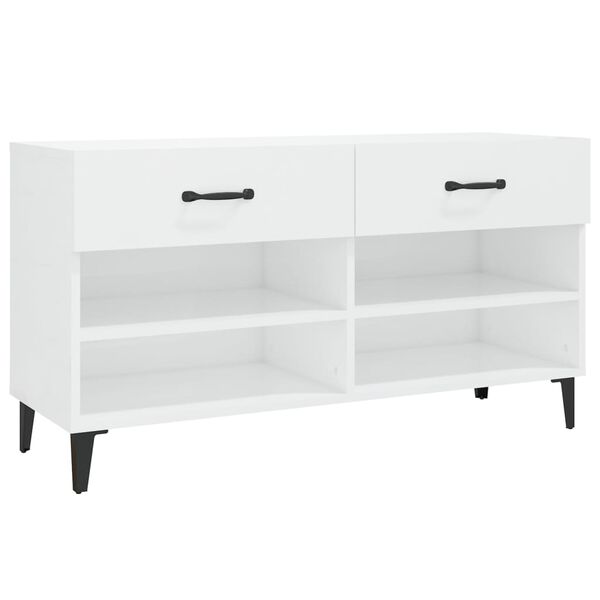 vidaXL Shoe Cabinet High Gloss White 102x35x55 cm Engineered Wood