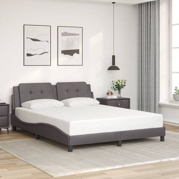 vidaXL Bed Frame without Mattress "Zadar" Grey 160x200 cm Faux Leather