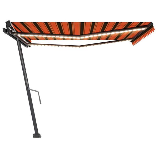 vidaXL Manual Retractable Awning with LED 450x300 cm Orange and Brown