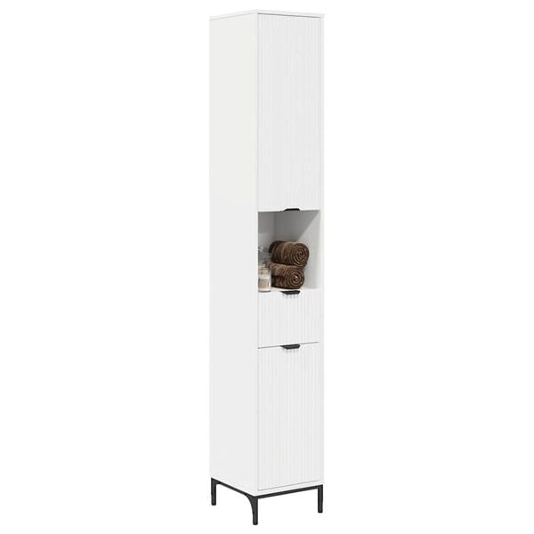 vidaXL Bathroom Cabinet with Drawer with Door White 31.5 x 33 x 190 cm